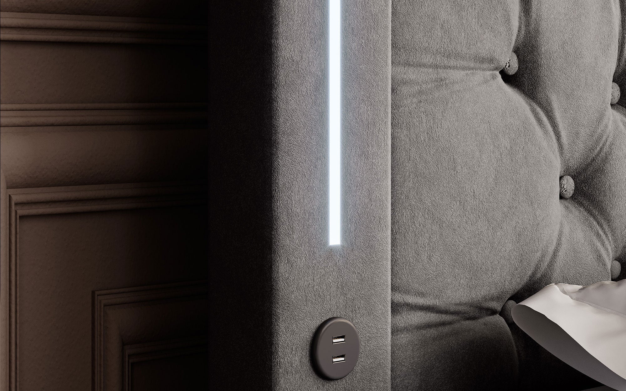 Elegance Boxspringbett Samt LED USB – Luxus Schlafzimmer mit Stauraum