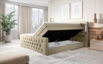 Lade das Bild in den Galerie-Viewer, Majestätisches Boxspringbett Samt mit LED-Beleuchtung, USB-Anschlüssen und Stauraum
