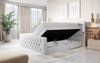 Majestätisches Boxspringbett Samt mit LED-Beleuchtung, USB-Anschlüssen und Stauraum