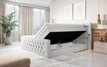Lade das Bild in den Galerie-Viewer, Majestätisches Boxspringbett Samt mit LED-Beleuchtung, USB-Anschlüssen und Stauraum
