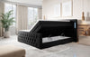 Majestätisches Boxspringbett Samt mit LED-Beleuchtung, USB-Anschlüssen und Stauraum