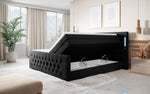 Lade das Bild in den Galerie-Viewer, Majestätisches Boxspringbett Samt mit LED-Beleuchtung, USB-Anschlüssen und Stauraum
