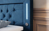 Majestätisches Boxspringbett Samt mit LED-Beleuchtung, USB-Anschlüssen und Stauraum