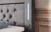 Majestätisches Boxspringbett Samt mit LED-Beleuchtung, USB-Anschlüssen und Stauraum