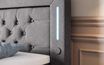 Lade das Bild in den Galerie-Viewer, Majestätisches Boxspringbett Samt mit LED-Beleuchtung, USB-Anschlüssen und Stauraum
