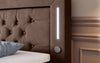 Majestätisches Boxspringbett Samt mit LED-Beleuchtung, USB-Anschlüssen und Stauraum