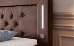 Lade das Bild in den Galerie-Viewer, Majestätisches Boxspringbett Samt mit LED-Beleuchtung, USB-Anschlüssen und Stauraum

