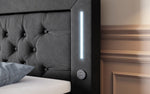 Lade das Bild in den Galerie-Viewer, Majestätisches Boxspringbett Samt mit LED-Beleuchtung, USB-Anschlüssen und Stauraum
