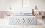 Lade das Bild in den Galerie-Viewer, Majestätisches Boxspringbett Samt mit LED-Beleuchtung, USB-Anschlüssen und Stauraum
