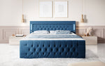 Lade das Bild in den Galerie-Viewer, Majestätisches Boxspringbett Samt mit LED-Beleuchtung, USB-Anschlüssen und Stauraum
