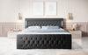 Majestätisches Boxspringbett Samt mit LED-Beleuchtung, USB-Anschlüssen und Stauraum