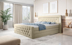 Lade das Bild in den Galerie-Viewer, Majestätisches Boxspringbett Samt mit LED-Beleuchtung, USB-Anschlüssen und Stauraum
