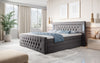 Majestätisches Boxspringbett Samt mit LED-Beleuchtung, USB-Anschlüssen und Stauraum