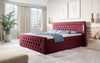 Majestätisches Boxspringbett Samt mit LED-Beleuchtung, USB-Anschlüssen und Stauraum