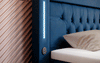 Paradis Boxspringbett mit LED-Beleuchtung, USB-Anschlüssen, Chromfüßen und luxuriösem Samt