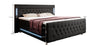 Paradis Boxspringbett mit LED-Beleuchtung, USB-Anschlüssen, Chromfüßen und luxuriösem Samt