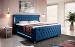 Lade das Bild in den Galerie-Viewer, Paradis Boxspringbett mit LED-Beleuchtung, USB-Anschlüssen, Chromfüßen und luxuriösem Samt
