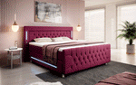 Lade das Bild in den Galerie-Viewer, Paradis Boxspringbett mit LED-Beleuchtung, USB-Anschlüssen, Chromfüßen und luxuriösem Samt
