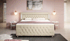 Paradis Boxspringbett mit LED-Beleuchtung, USB-Anschlüssen, Chromfüßen und luxuriösem Samt
