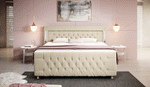 Lade das Bild in den Galerie-Viewer, Paradis Boxspringbett mit LED-Beleuchtung, USB-Anschlüssen, Chromfüßen und luxuriösem Samt
