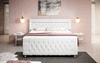 Paradis Boxspringbett mit LED-Beleuchtung, USB-Anschlüssen, Chromfüßen und luxuriösem Samt