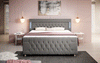 Paradis Boxspringbett mit LED-Beleuchtung, USB-Anschlüssen, Chromfüßen und luxuriösem Samt