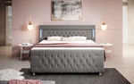 Lade das Bild in den Galerie-Viewer, Paradis Boxspringbett mit LED-Beleuchtung, USB-Anschlüssen, Chromfüßen und luxuriösem Samt

