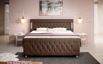 Lade das Bild in den Galerie-Viewer, Paradis Boxspringbett mit LED-Beleuchtung, USB-Anschlüssen, Chromfüßen und luxuriösem Samt
