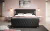 Paradis Boxspringbett mit LED-Beleuchtung, USB-Anschlüssen, Chromfüßen und luxuriösem Samt