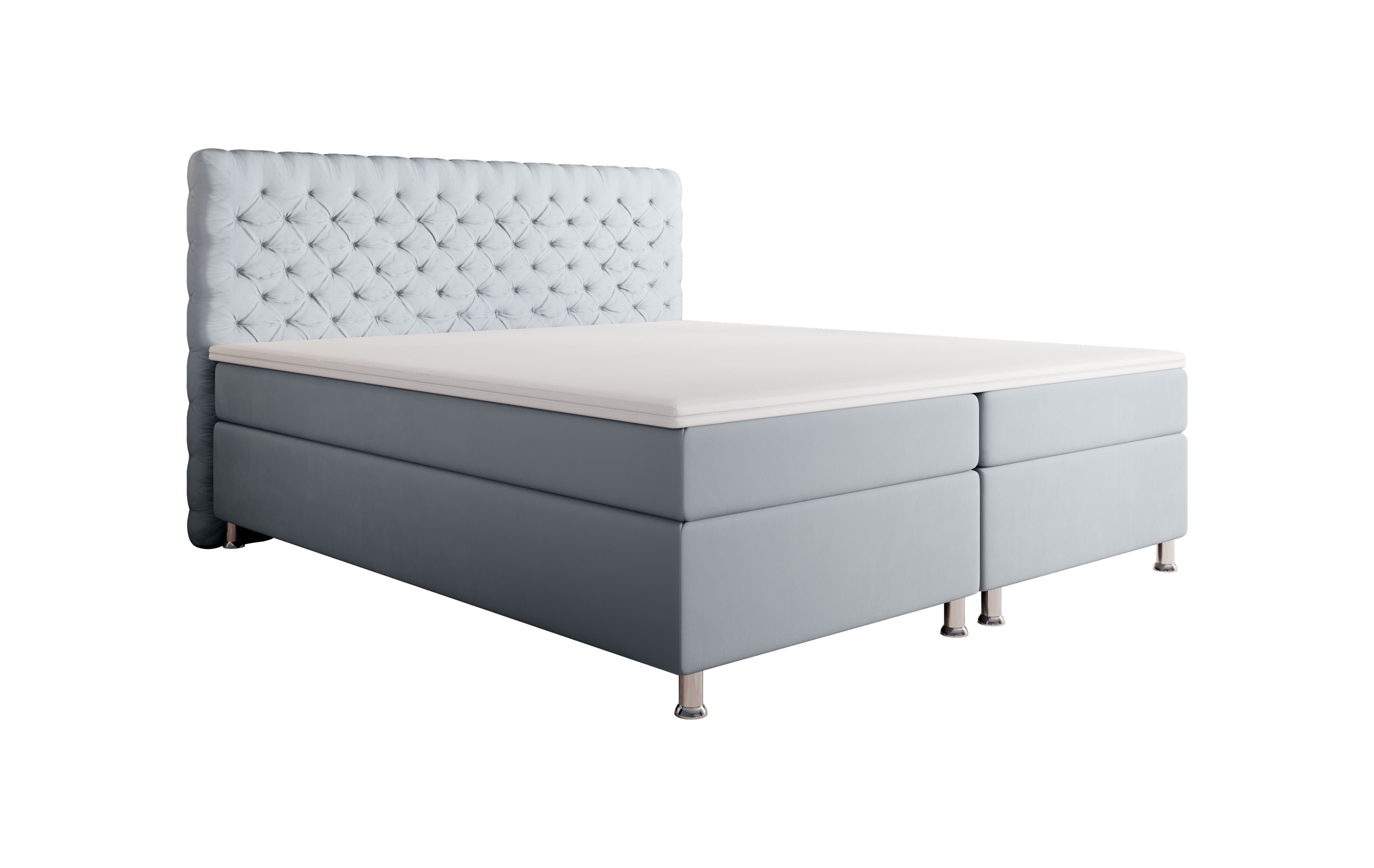 Luxuriöses Samt Boxspringbett Shabby Chic | Integrierter Stauraum | Optimaler Schlafkomfort