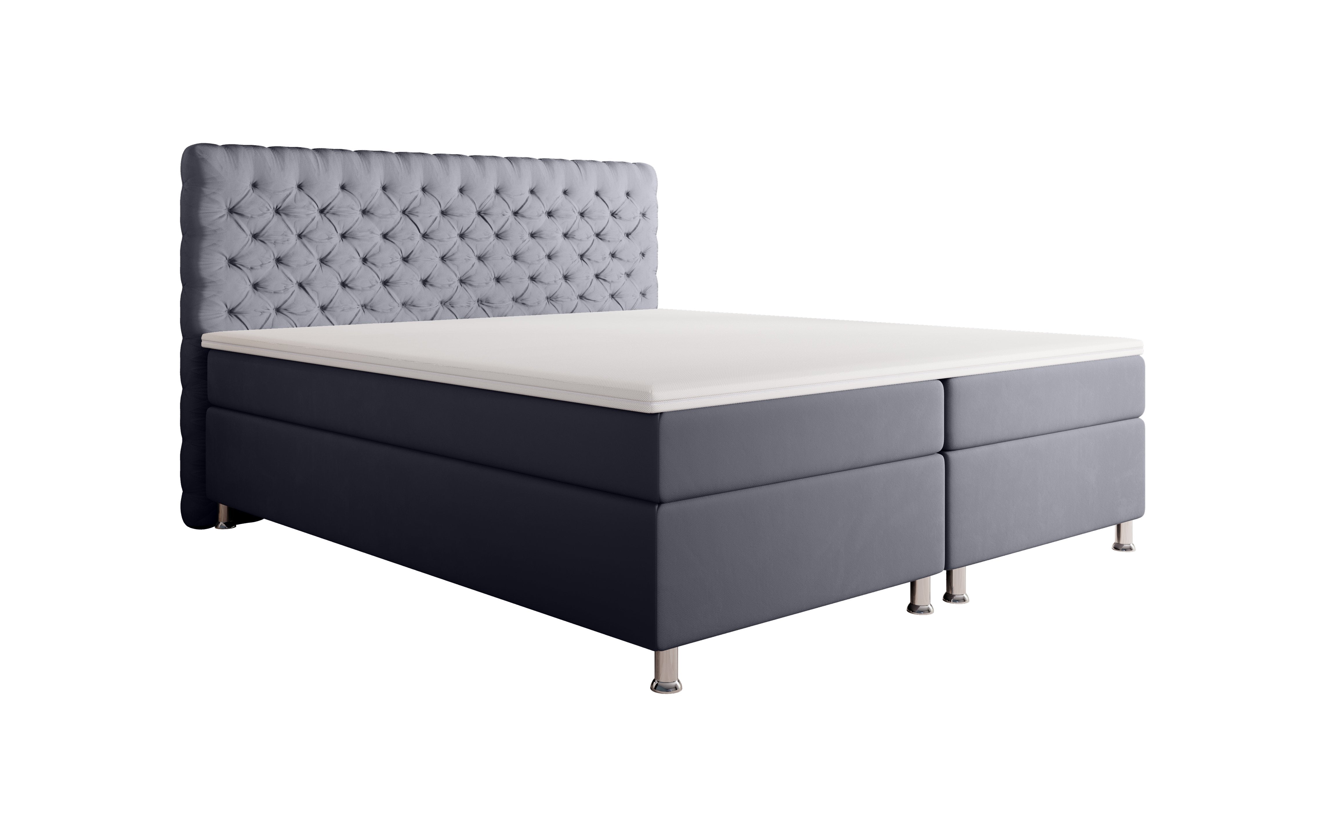 Luxuriöses Samt Boxspringbett Shabby Chic | Integrierter Stauraum | Optimaler Schlafkomfort