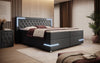 Verona Boxspringbett: Stilvolles Kunstleder, LED-Licht, Stauraum, Top-Schlafkomfort