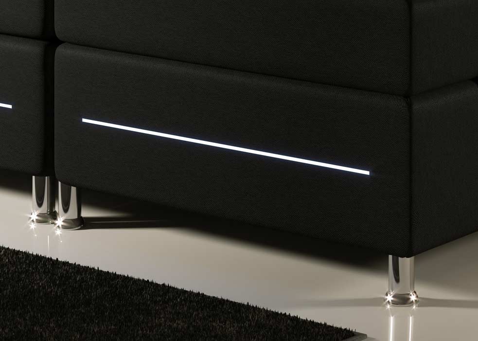 Luxuriöses Boxspringbett 'Rêve' mit LED-Beleuchtung, Matratze und Topper