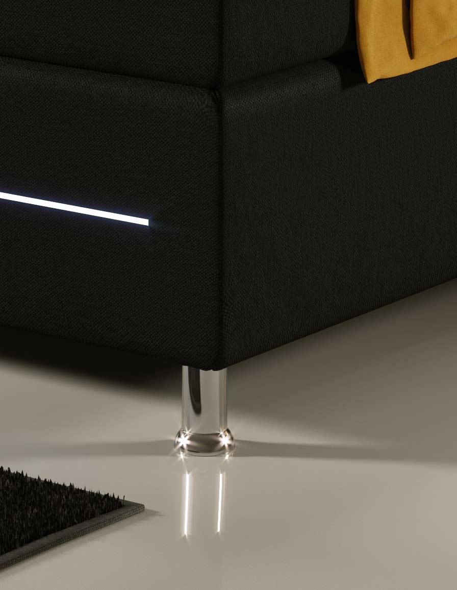 Luxuriöses Boxspringbett 'Rêve' mit LED-Beleuchtung, Matratze und Topper