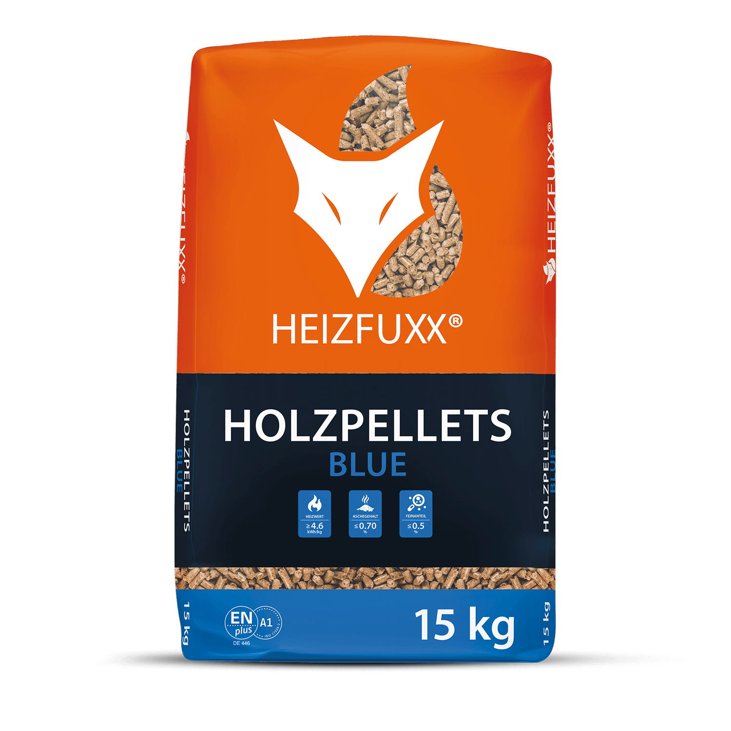 Heizfuxx® Blue Holzpellets: ENplus A1 zertifiziert, Weichholz, hoher Heizwert, umweltfreundlich, 65x15kg Palette