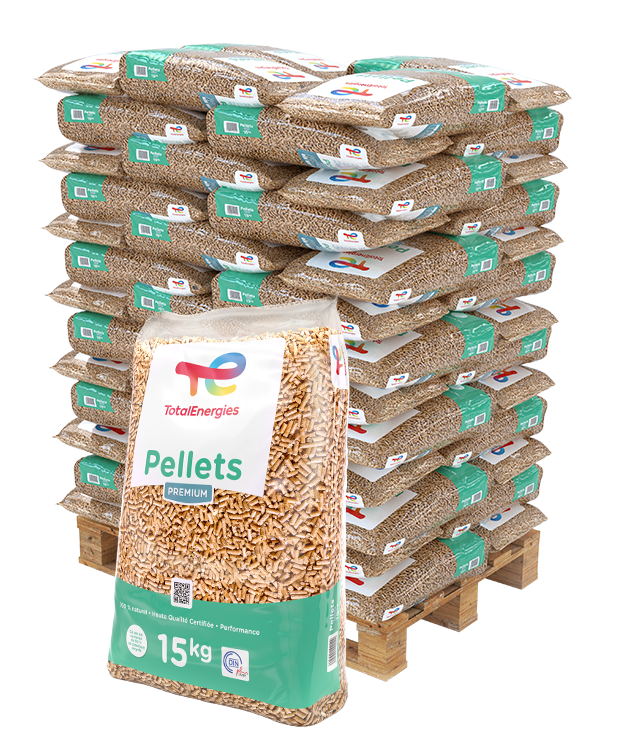 3 Paletten TotalEnergies Premium Holzpellets: Höchster Heizwert, EN Plus A1 & DINplus