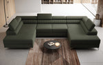 Lade das Bild in den Galerie-Viewer, Luxuriöses U-förmiges Bouclé Designersofa Aurea mit vielseitiger Schlaf- &amp; Klappfunktion
