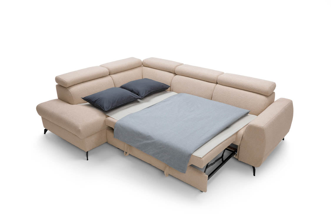 Stille Designer Ecksofa mit Schlaf- und Klappfunktion – Modernes Luxus-Wohnzimmer-Sofa
