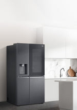 Lade das Bild in den Galerie-Viewer, LG InstaView Side-by-Side Kühlschrank, 635L, Eis-, Wasser, Total No Frost, Matt Schwarz

