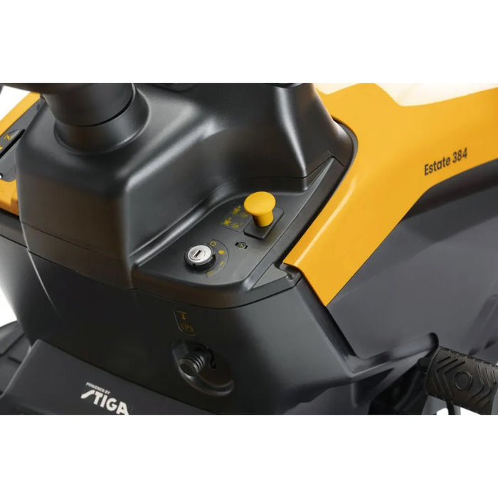 STIGA Estate 384 Essential Benzin Rasentraktor – 84cm Schnittbreite, Hydrostat, Mulchkit, 240L Fangkorb