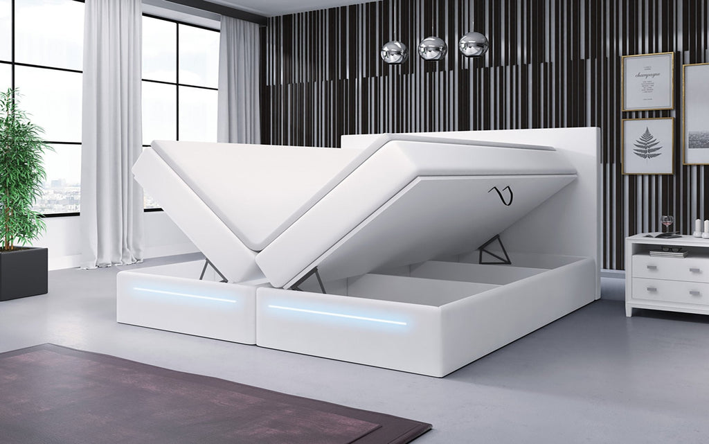 Luxuriöses Boxspringbett Séjour mit LED-Beleuchtung & Stauraum – Ultimativer Schlafkomfort