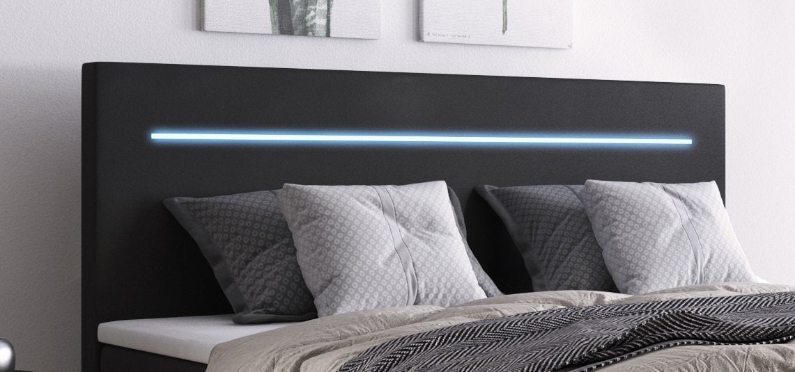 Séjour Boxspringbett mit LED-Beleuchtung, Kunstleder, Komfort, Taschenfederkernmatratze