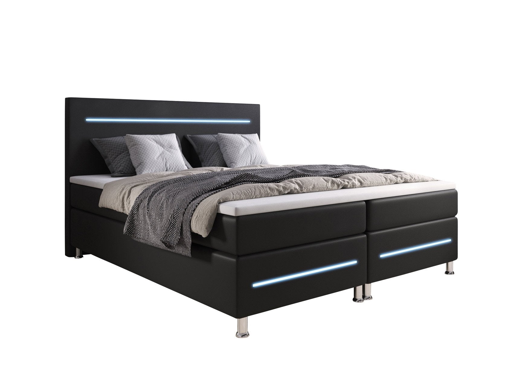 Séjour Boxspringbett mit LED-Beleuchtung, Kunstleder, Komfort, Taschenfederkernmatratze