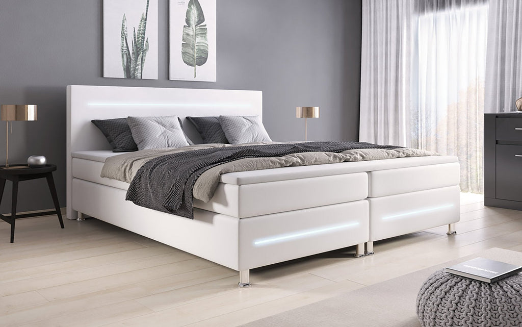Séjour Boxspringbett mit LED-Beleuchtung, Kunstleder, Komfort, Taschenfederkernmatratze