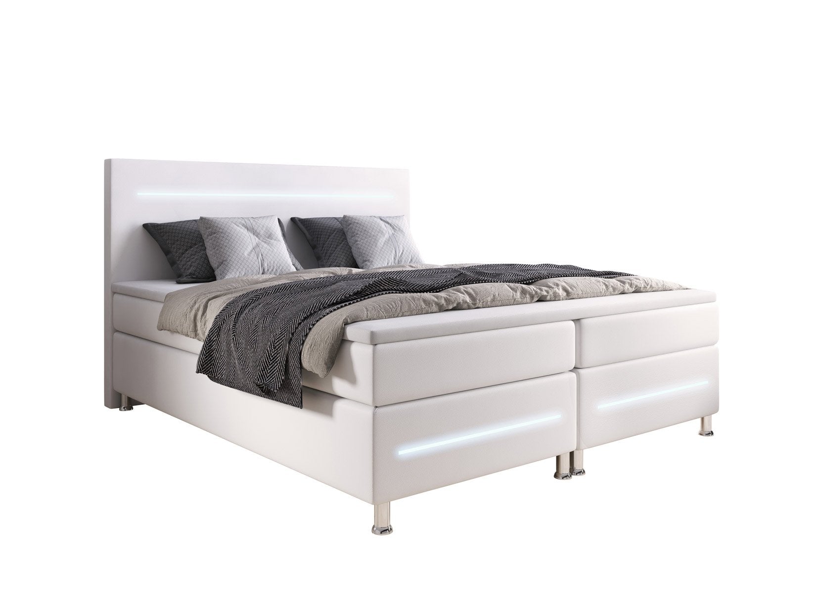 Séjour Boxspringbett mit LED-Beleuchtung, Kunstleder, Komfort, Taschenfederkernmatratze