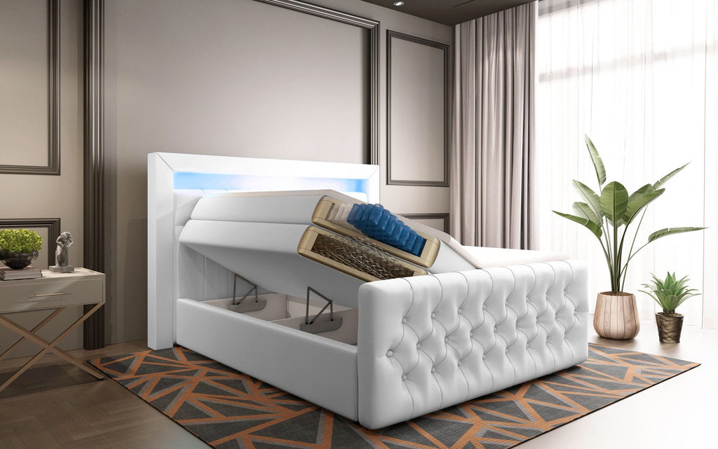 Luxuriöses Boxspringbett Sonno: LED, USB, Stauraum – Ultimativer Schlafkomfort