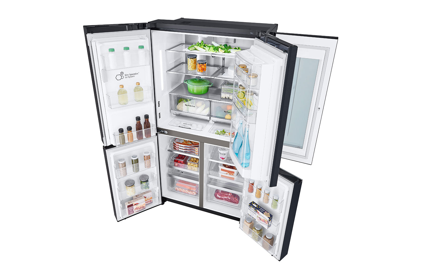 LG InstaView Multi-Door Kühlschrank: 638L Kapazität, Eisspender, Matte Black Steel
