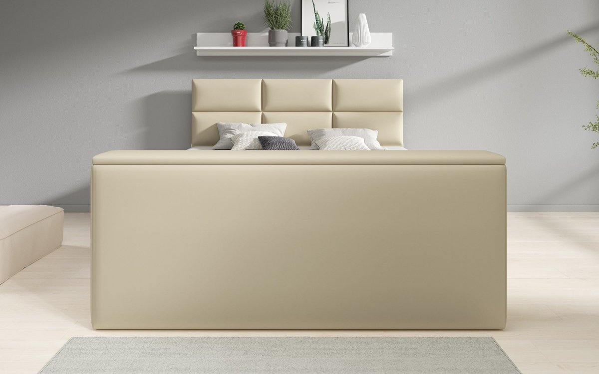 Carre Boxspringbett: Integrierter TV-Lift, USB-Ladefunktion, Geräumiger Stauraum