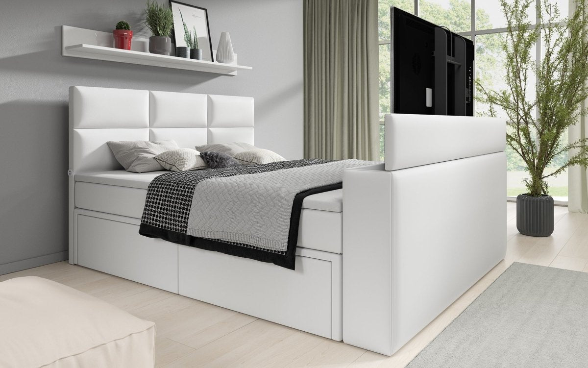 Luxuriöses Boxspringbett Citaro mit Integriertem TV-Lift, USB-Anschlüssen und Praktischem Stauraum