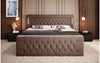 Elegantes Boxspringbett mit LED-Beleuchtung, USB-Anschluss und praktischem Stauraum